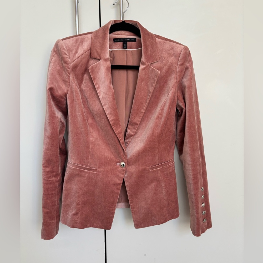 White House Black Market Rose Velvet Blazer